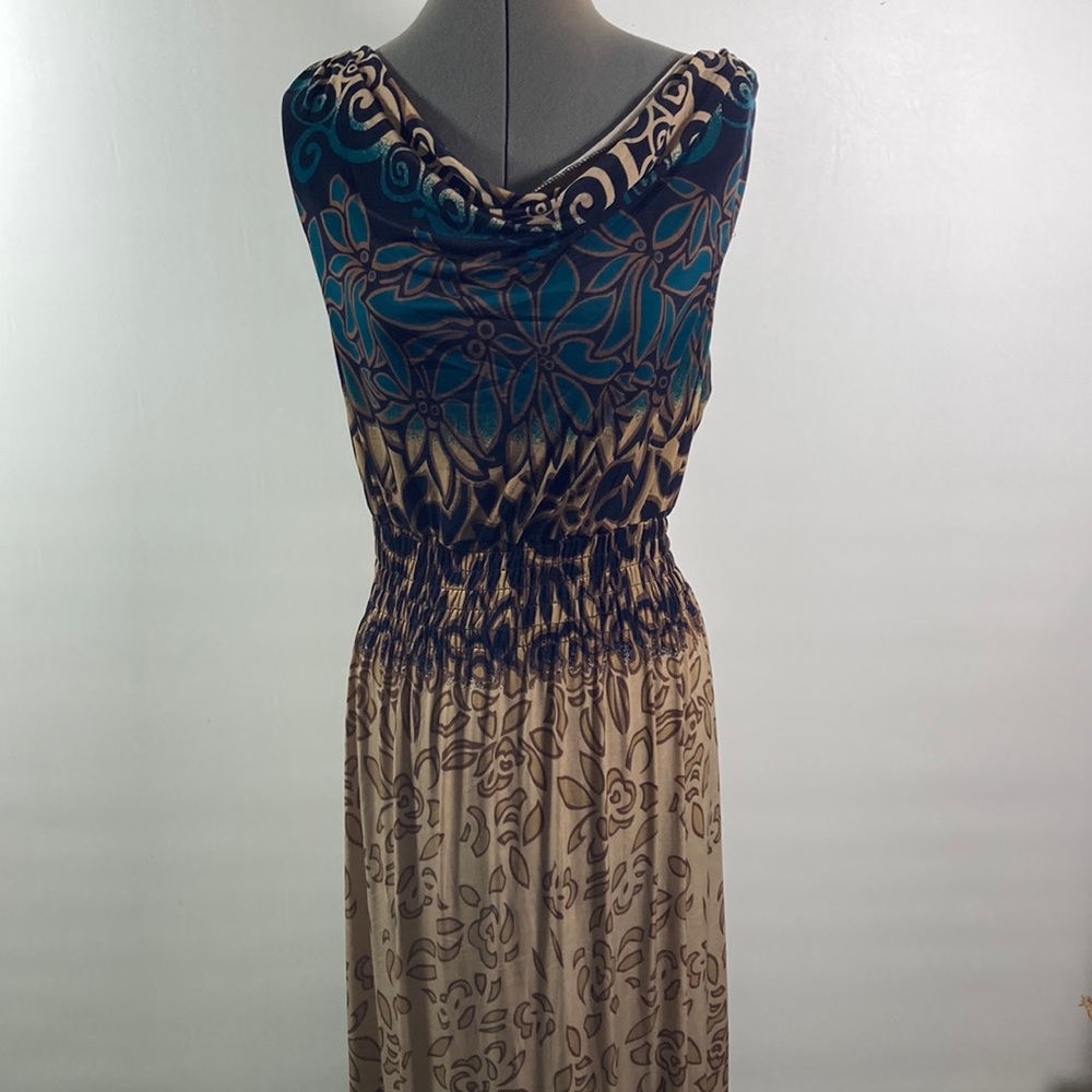 Seven Island Maxi Dress Size Large Drape Neckline Sleeveless Elastic Waist NWT
